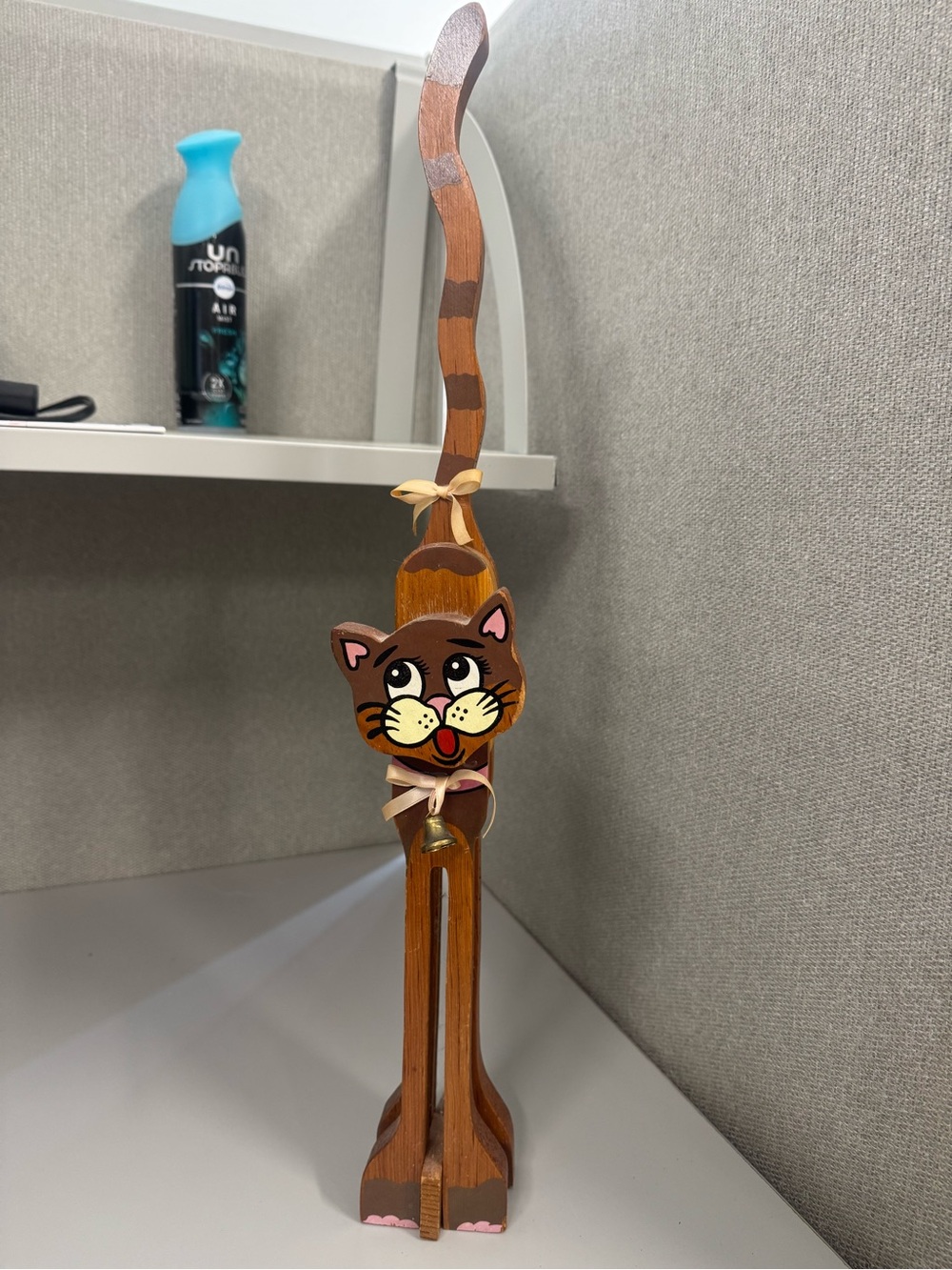 VTG Handcrafted Wooden Cat Folk-art Door Stopper